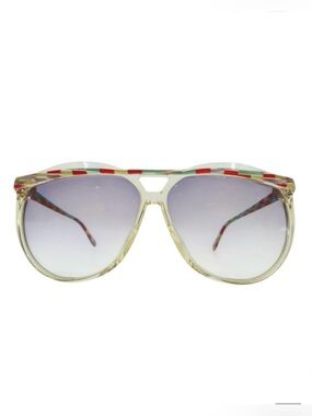 1980’s RODENSTOCK Clear Aviator Sunglasses w/ Red & Blue Brow, Made in Germany
